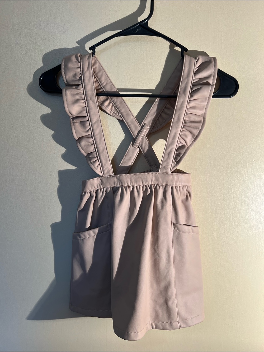 Toddler Girls Carters Beige Faux Leather Overall Skirt Dress Size 3T
